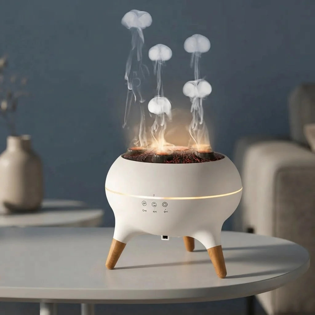 Difusor de aroma y humidificador con control remoto, diseño medusa, capacidad de 250 ml, luz multicolor y temporizador, ideal 0
