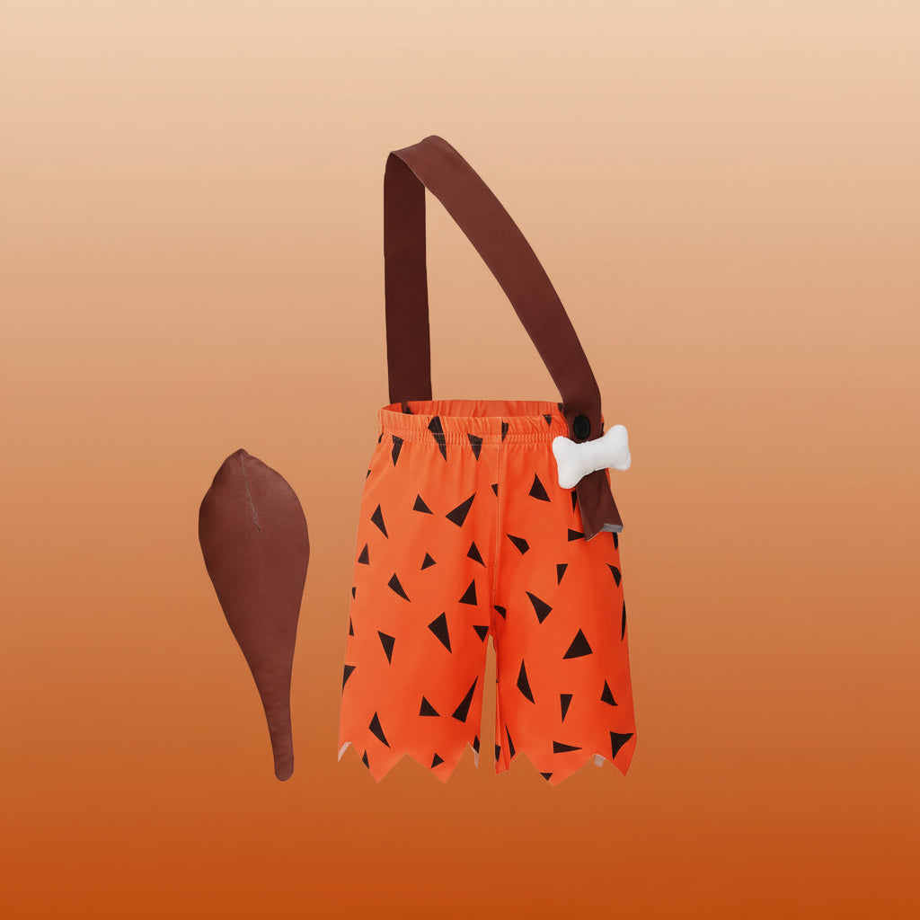 Disfraz de cavernícola para niños con detalles de huesos, perfecto para Halloween y fiestas de disfraces, disponible en varios colores. 1