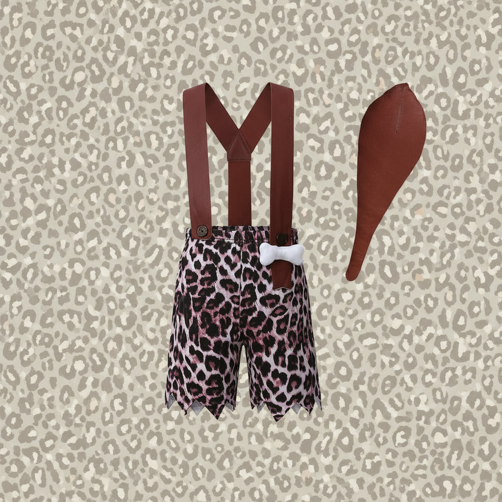 Disfraz de cavernícola para niños con detalles de huesos, perfecto para Halloween y fiestas de disfraces, disponible en varios colores. 3