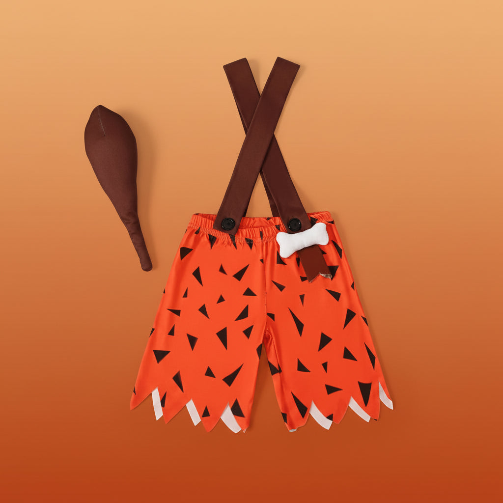 Disfraz de cavernícola para niños con detalles de huesos, perfecto para Halloween y fiestas de disfraces, disponible en varios colores. 4