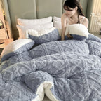 Edredón de felpa texturizada en color suave, con relleno de poliéster acolchado, diseñado para cama de 150 cm 1