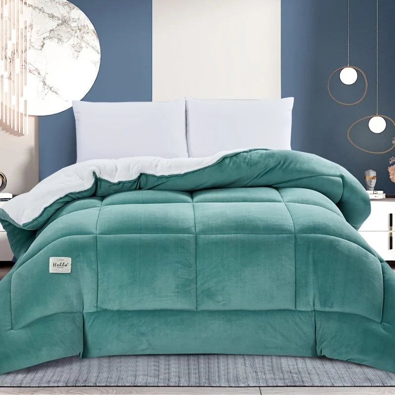 Edredón de felpa suave con acolchado rectangular y reverso polar, disponible en varios colores vibrantes, ideal para mantenerte abrigado 7