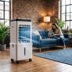 Enfriador de aire móvil 3 en 1 con funciones de humidificación y purificación, diseñado para habitaciones pequeñas, fácil de usar sin instalación 0