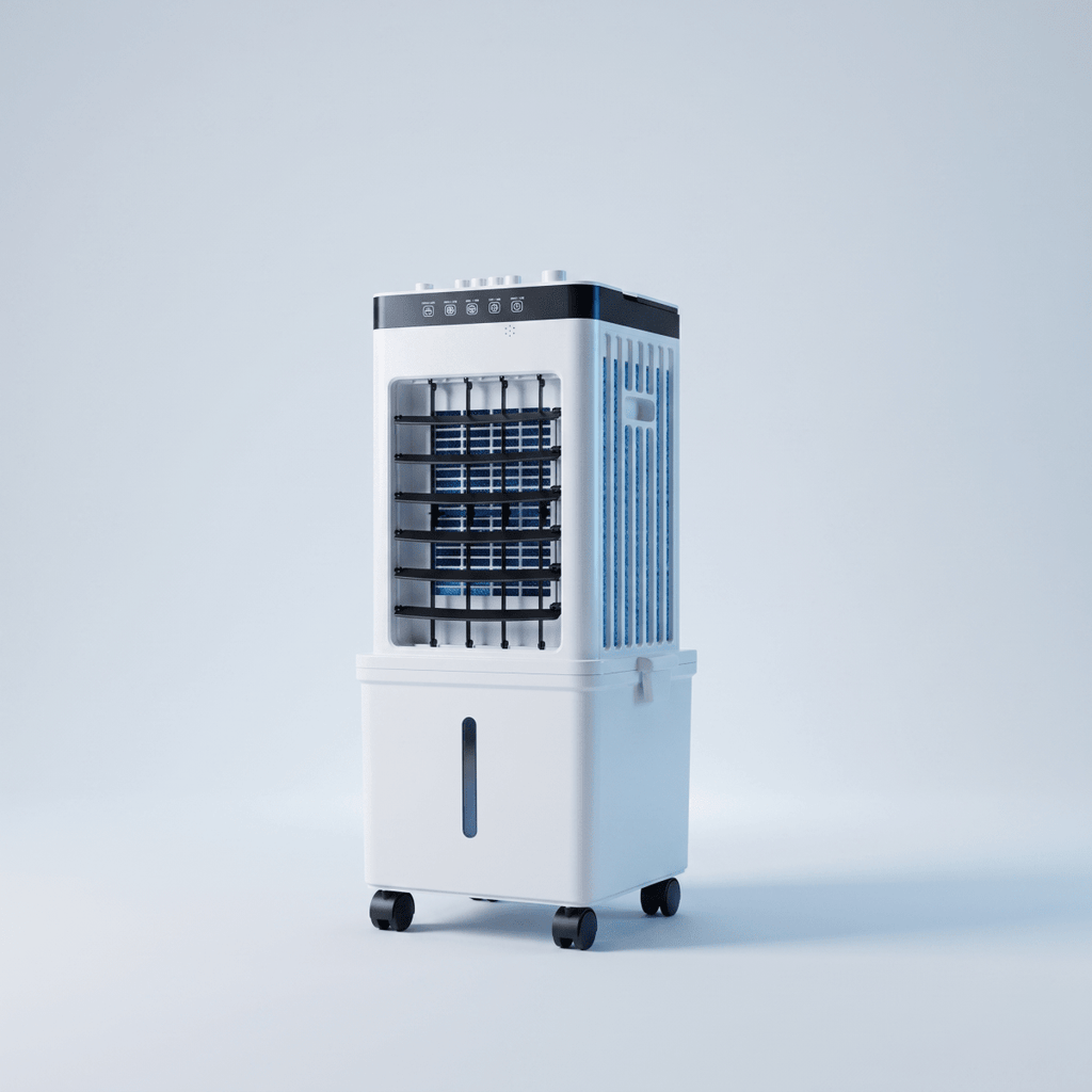 Enfriador de aire móvil 3 en 1 con funciones de humidificación y purificación, diseñado para habitaciones pequeñas, fácil de usar sin instalación 1