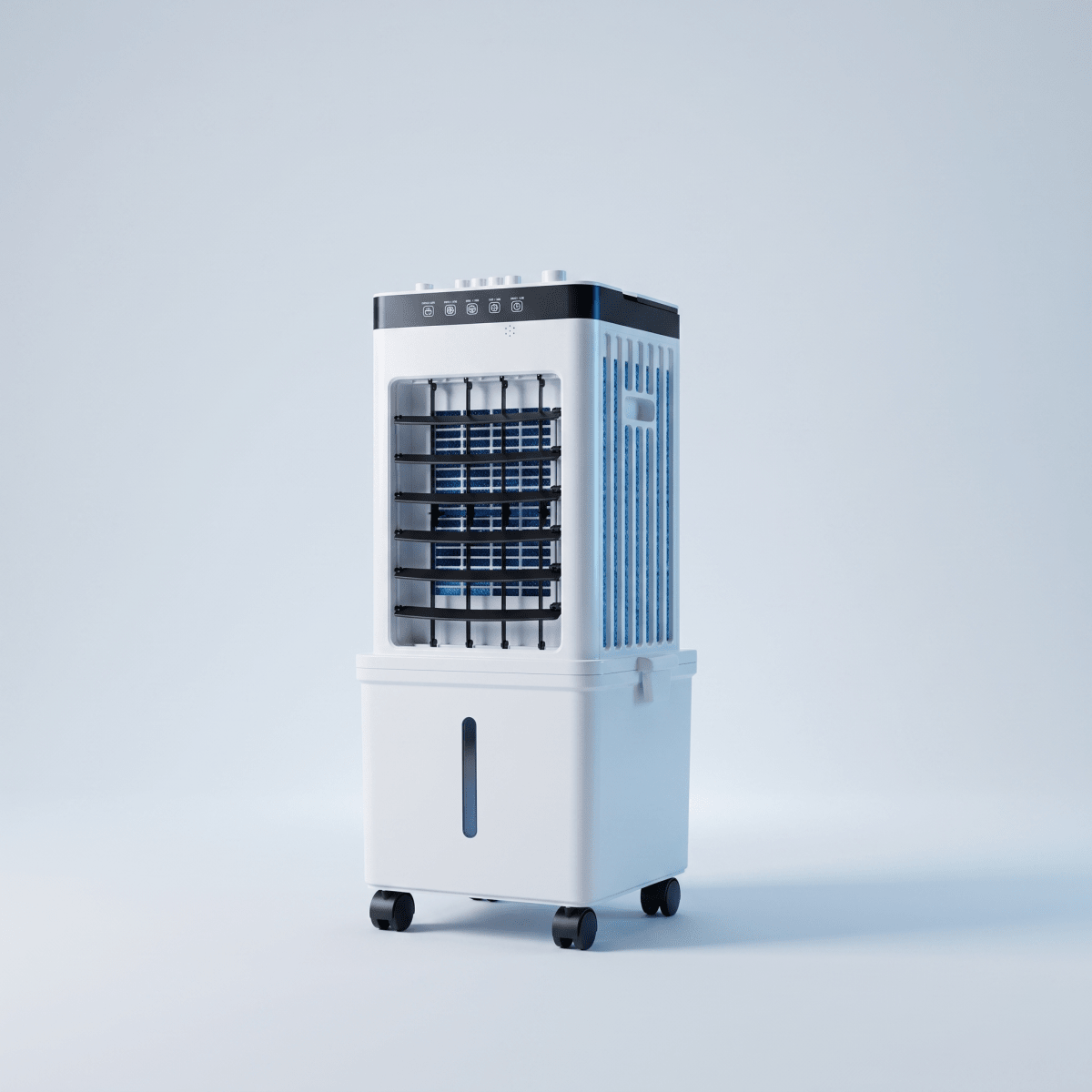 Enfriador de aire móvil 3 en 1 con funciones de humidificación y purificación, diseñado para habitaciones pequeñas, fácil de usar sin instalación 1