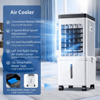 Enfriador de aire móvil 3 en 1 con funciones de humidificación y purificación, diseñado para habitaciones pequeñas, fácil de usar sin instalación 4