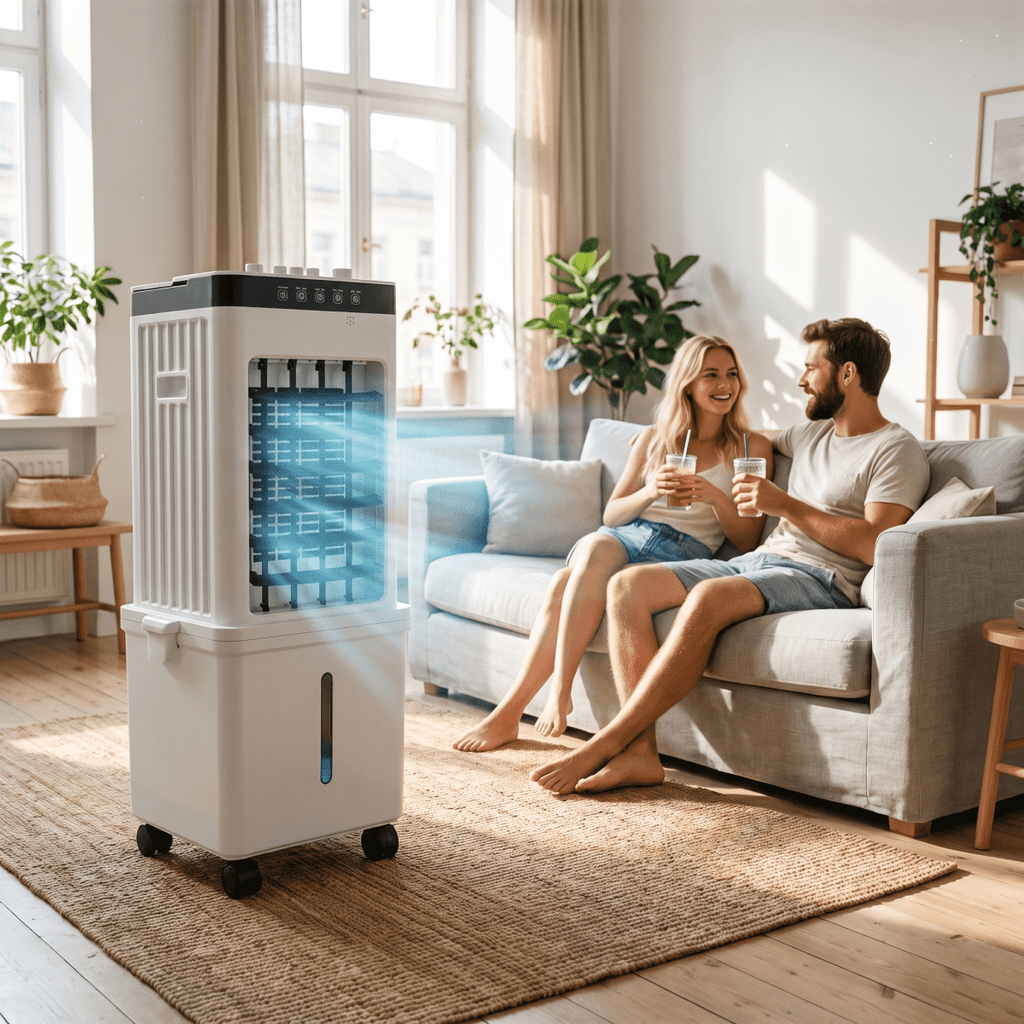Enfriador de aire portátil 3 en 1 con humidificación y ventilador, perfecto para uso en hogar y oficina, sin necesidad de instalación 0