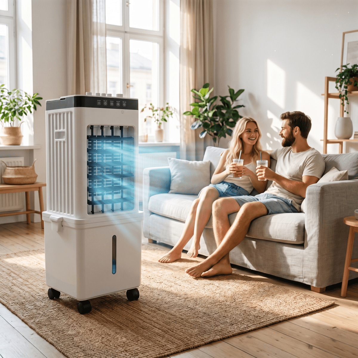 Enfriador de aire portátil 3 en 1 con humidificación y ventilador, perfecto para uso en hogar y oficina, sin necesidad de instalación 0