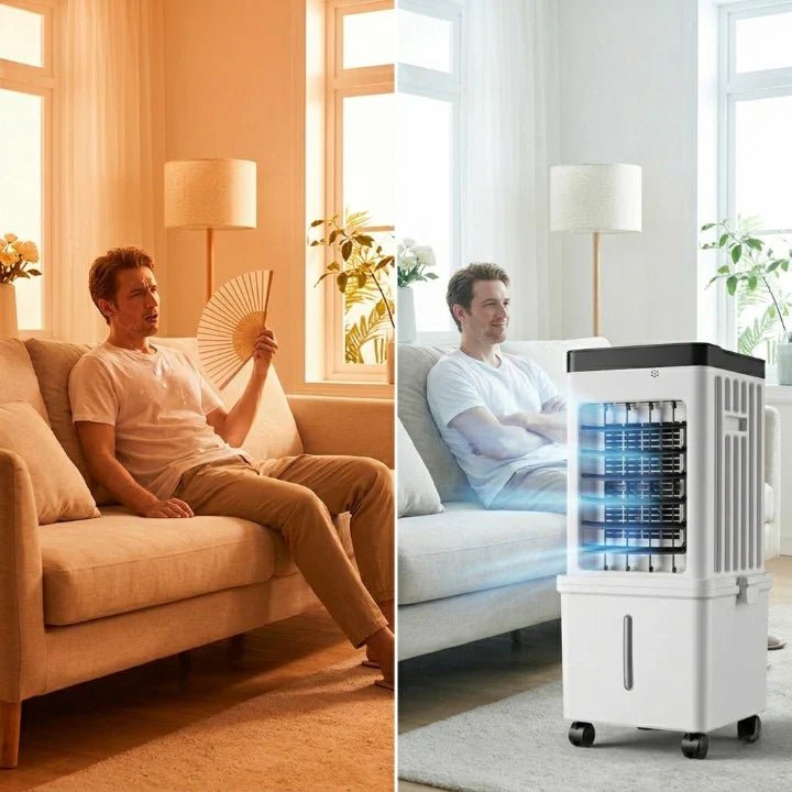 Enfriador de aire portátil 3 en 1 con humidificación y ventilador, perfecto para uso en hogar y oficina, sin necesidad de instalación 1