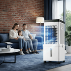 Enfriador de aire portátil 3 en 1 con humidificación y ventilador, perfecto para uso en hogar y oficina, sin necesidad de instalación 7