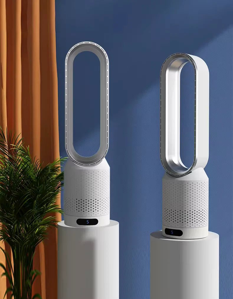 Enfriador de aire sin aspas 3 en 1 con purificación y oscilación automática, diseño compacto y silencioso ideal para el 3