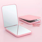 Espejo de Maquillaje Compacto con Luz LED y Aumento Doble – Diseño Plegable y Portátil en Rosa y Verde 2
