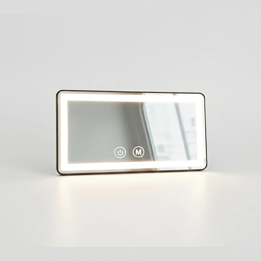 Espejo de maquillaje con luz LED regulable, diseño delgado y portátil, ideal para visera de coche, con tres temperaturas de color. 2