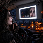 Espejo de maquillaje con luz LED regulable, diseño delgado y portátil, ideal para visera de coche, con tres temperaturas de color. 3