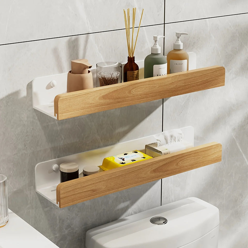 Estantería baño flotante sin taladro de hierro forjado, ideal para organización en ducha, con diseño moderno y elegante. 8