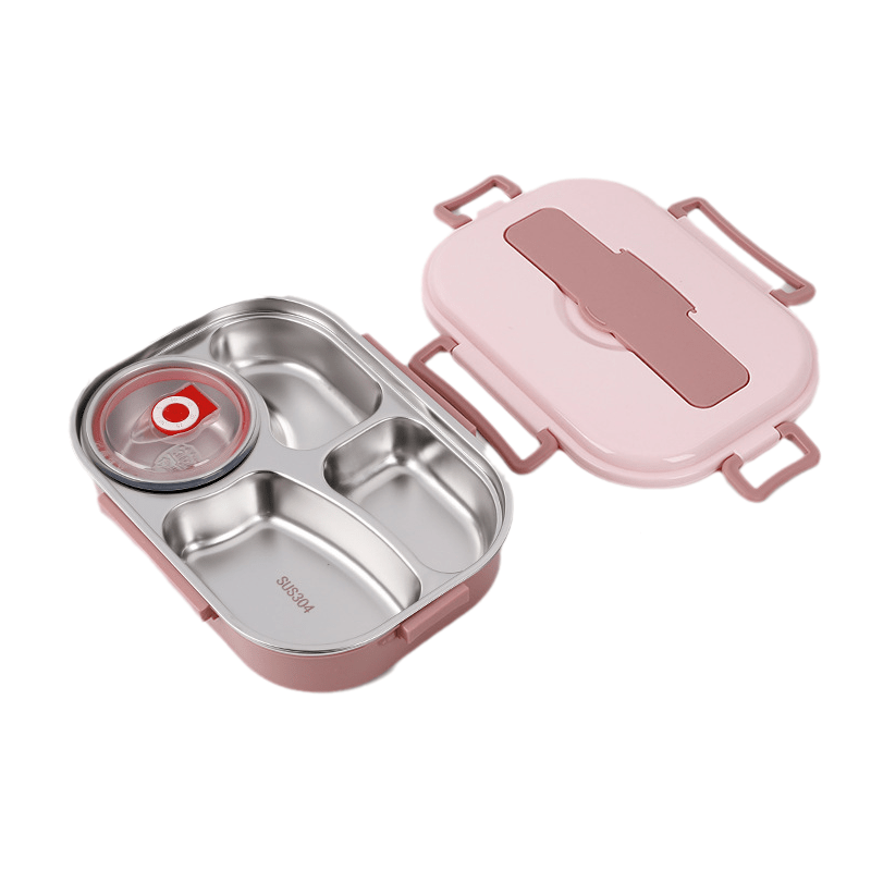 Fiambrera térmica de acero inoxidable con 4 compartimentos y tazón de sopa, diseño funcional y duradero, ideal para llevar comidas 10