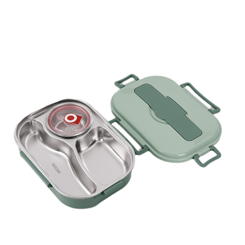 Fiambrera térmica de acero inoxidable con 4 compartimentos y tazón de sopa, diseño funcional y duradero, ideal para llevar comidas 12