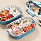 Fiambrera térmica de acero inoxidable con 4 compartimentos y tazón de sopa, diseño funcional y duradero, ideal para llevar comidas 5