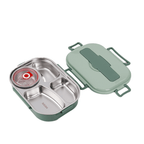 Fiambrera térmica de acero inoxidable con 4 compartimentos y tazón de sopa, diseño funcional y duradero, ideal para llevar comidas 9