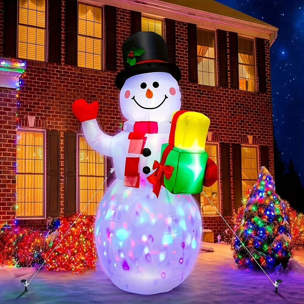 Figuras Navideñas Inflables LED para Exteriores, incluyendo un Papá Noel de 180 cm y un Muñeco de Nieve de 3