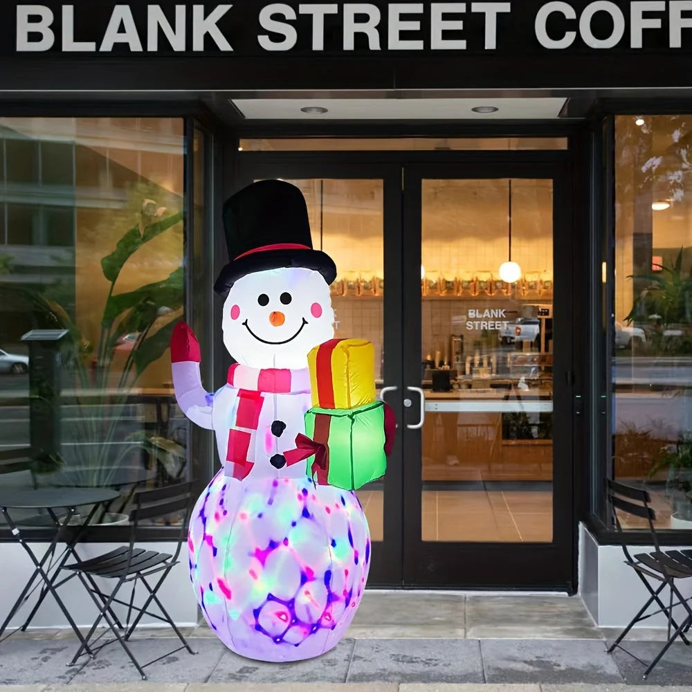 Figuras Navideñas Inflables LED para Exteriores, incluyendo un Papá Noel de 180 cm y un Muñeco de Nieve de 6