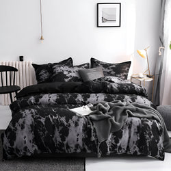 Funda nórdica de microfibra con elegante estampado de mármol negro, juego de 3 piezas moderno para cama de 135 cm 0