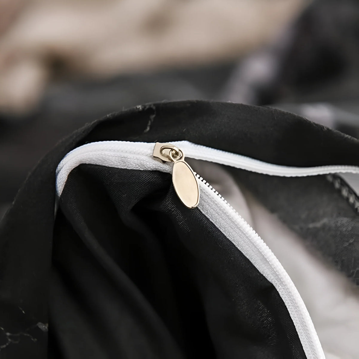 Funda nórdica de microfibra con elegante estampado de mármol negro, juego de 3 piezas moderno para cama de 135 cm 2