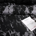 Funda nórdica de microfibra con elegante estampado de mármol negro, juego de 3 piezas moderno para cama de 135 cm 4