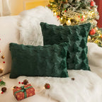 Funda de cojín de 45x45 cm con diseño texturizado de árbol de Navidad en felpa, ideal para decorar sofás y 0