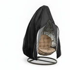 Funda impermeable para silla huevo con cremallera y protección UV, confeccionada en tejido Oxford resistente de color negro. 2