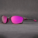 Gafas de sol deportivas polarizadas con lentes rojas espejadas y marco metálico ligero, ideales para hombres y mujeres activos. 0