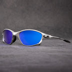 Gafas de sol deportivas polarizadas con lentes rojas espejadas y marco metálico ligero, ideales para hombres y mujeres activos. 3