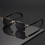 Gafas de sol cuadradas sin montura para hombre, con diseño minimalista, ligeras y cómodas, ideales para uso diario. 6