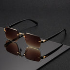 Gafas de sol cuadradas sin montura para hombre, con diseño minimalista, ligeras y cómodas, ideales para uso diario. 8