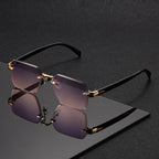 Gafas de sol cuadradas sin montura para hombre, con diseño minimalista, ligeras y cómodas, ideales para uso diario. 9