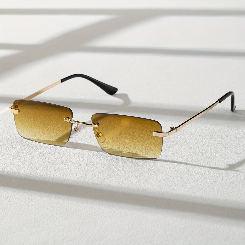 Gafas de sol sin montura con protección UV, marco metálico ligero y diseño moderno unisex, ideales para cualquier ocasión. 5