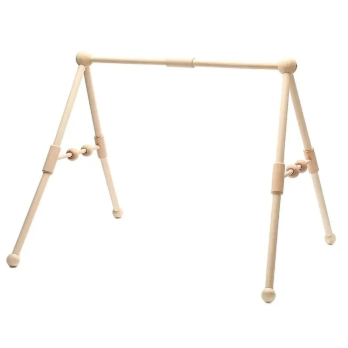 Gimnasio de juegos de madera natural para bebés con juguetes sensoriales colgantes, diseño escandinavo minimalista ideal para estimulación 4