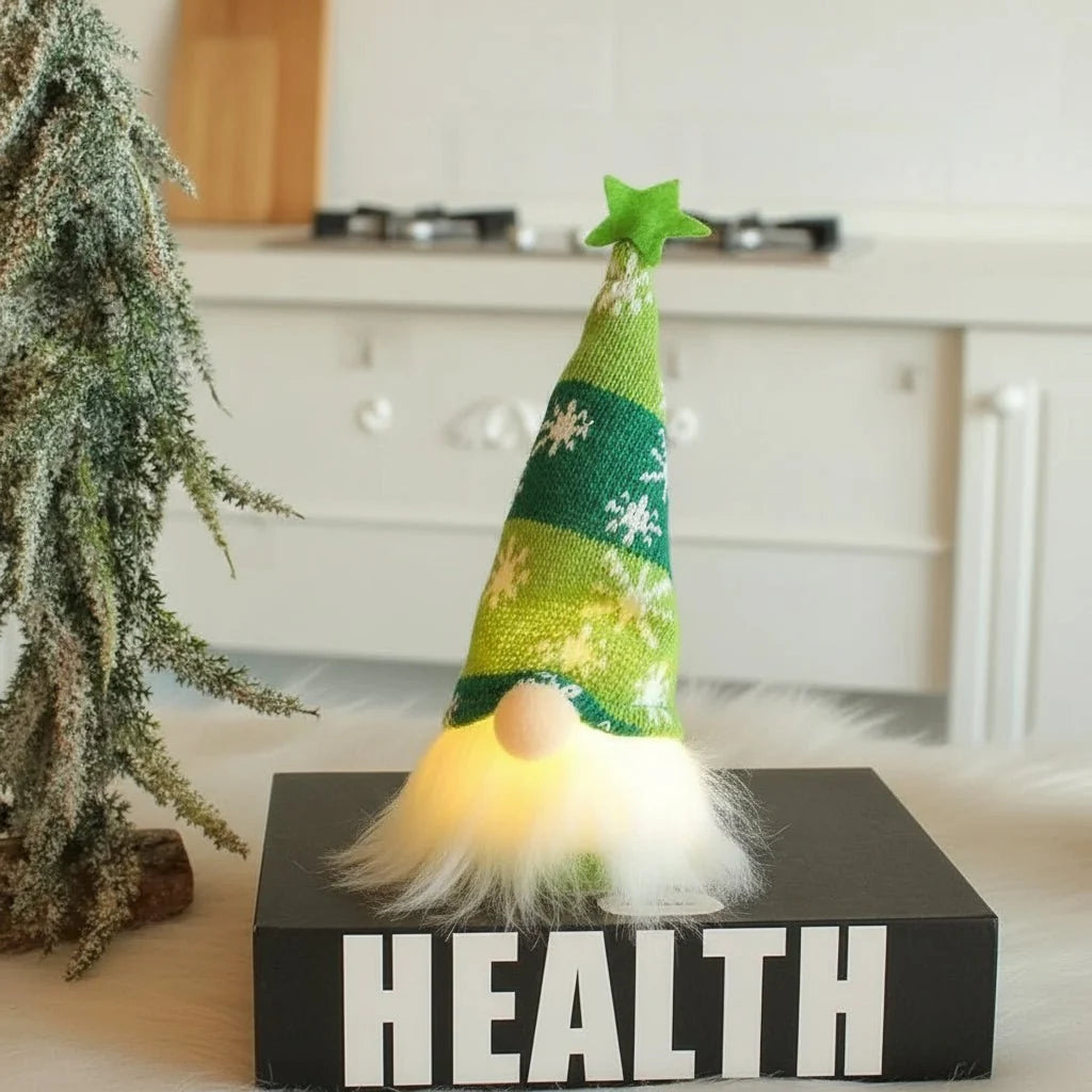 Gnomo Navideño LED con gorro largo y piernas colgantes, decorado con un diseño escandinavo encantador y luces suaves, 4