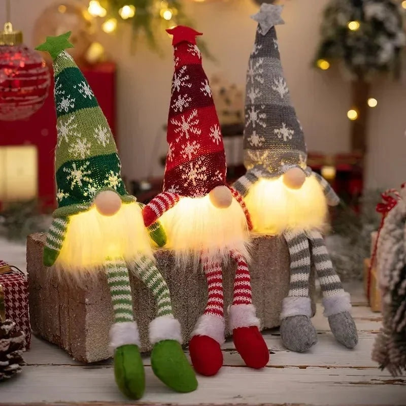 Gnomo Navideño LED con gorro largo y piernas colgantes, decorado con un diseño escandinavo encantador y luces suaves, 6