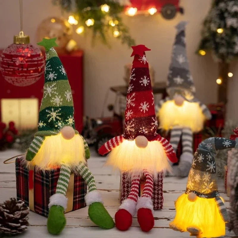 Gnomo Navideño LED con gorro largo y piernas colgantes, decorado con un diseño escandinavo encantador y luces suaves, 7