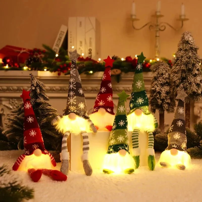 Gnomo Navideño LED con gorro largo y piernas colgantes, decorado con un diseño escandinavo encantador y luces suaves, 8