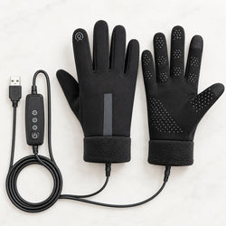 Guantes de moto de invierno negros con calefacción USB y forro de felpa suave, equipados con tres niveles de calor ajustable para mayor 0