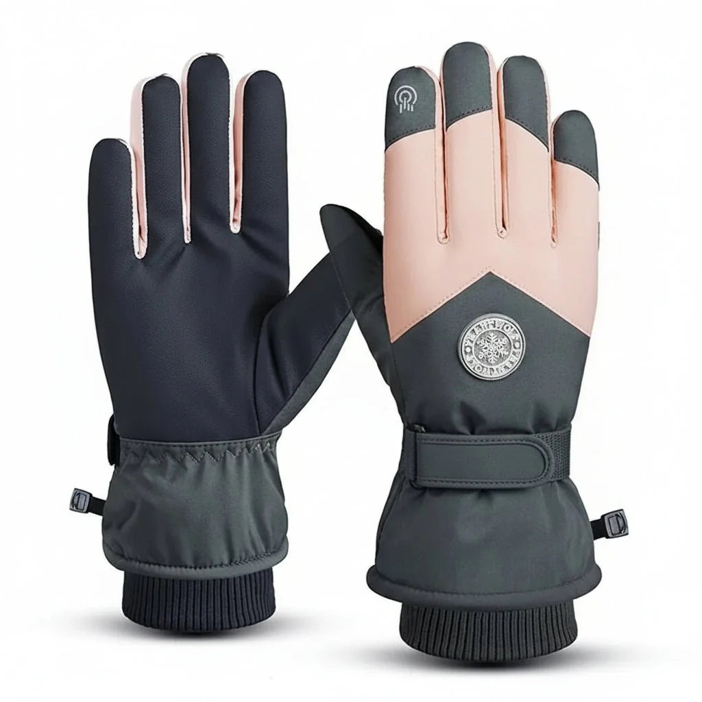 Guantes de moto de invierno impermeables con palma antideslizante, compatibles con pantallas táctiles, fabricados en poliéster de terci 1