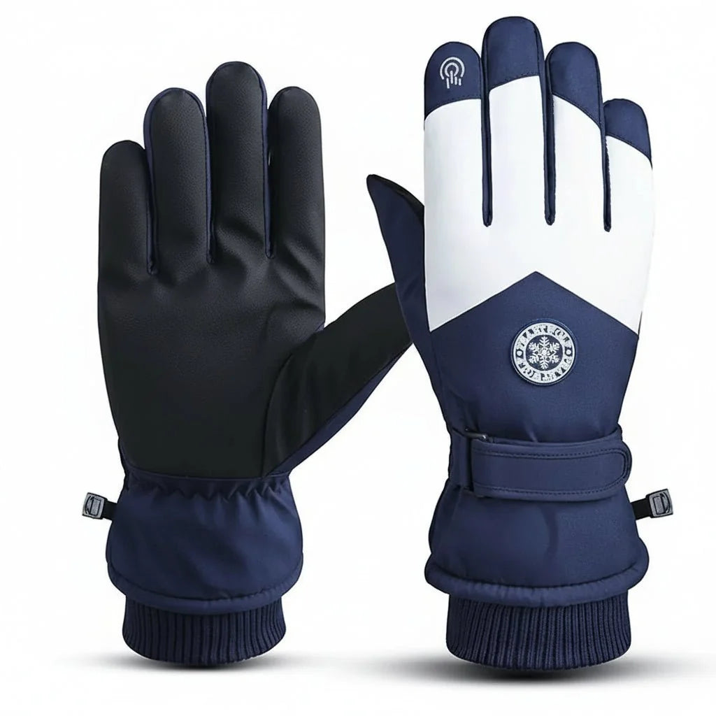 Guantes de moto de invierno impermeables con palma antideslizante, compatibles con pantallas táctiles, fabricados en poliéster de terci 3