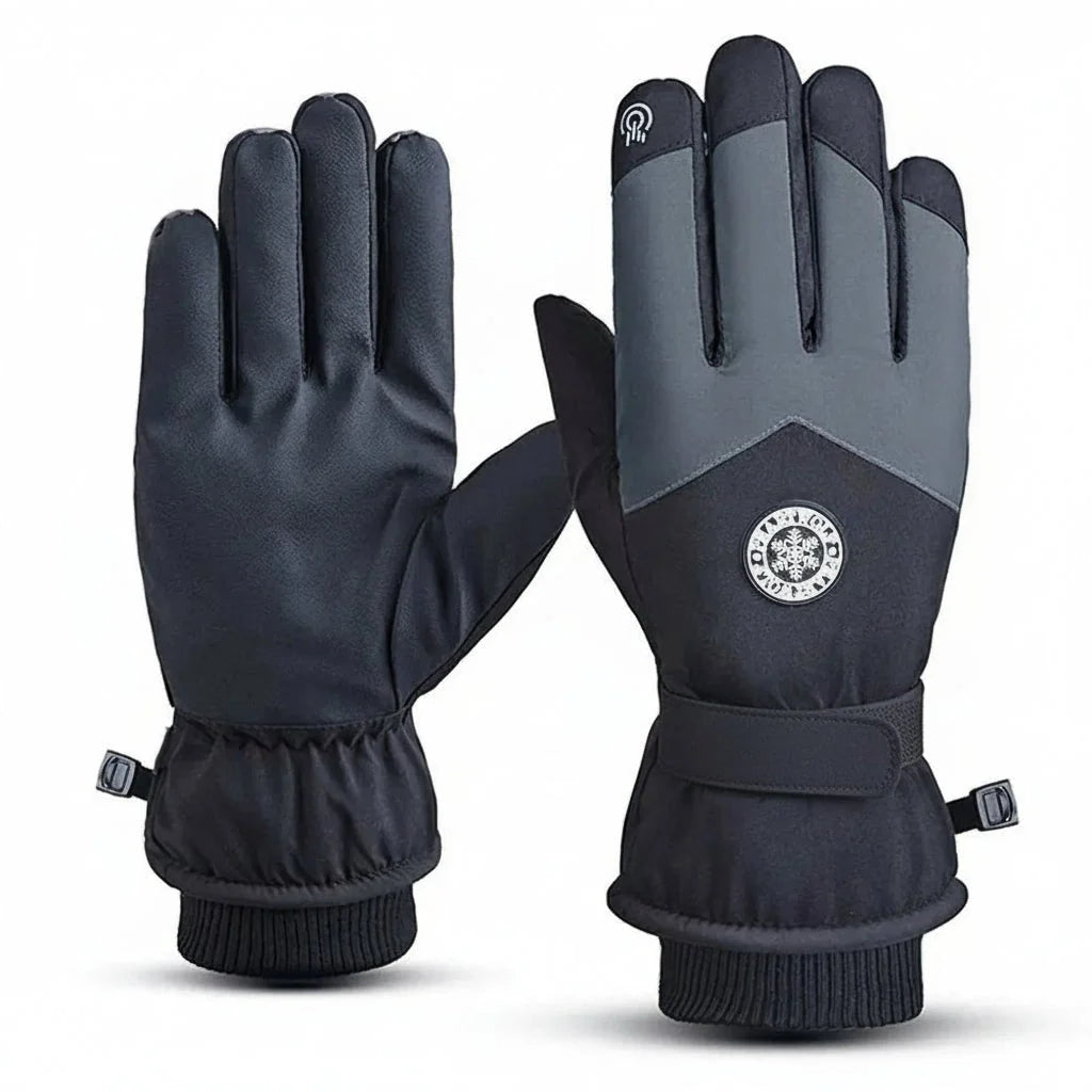 Guantes de moto de invierno impermeables con palma antideslizante, compatibles con pantallas táctiles, fabricados en poliéster de terci 4