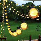 Guirnalda de luces solares exteriores de 5m y 10m con luz cálida, perfecta para iluminar jardines y terrazas. 0