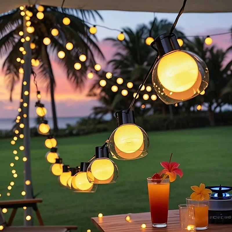 Guirnalda de luces solares exteriores de 5m y 10m con luz cálida, perfecta para iluminar jardines y terrazas. 2
