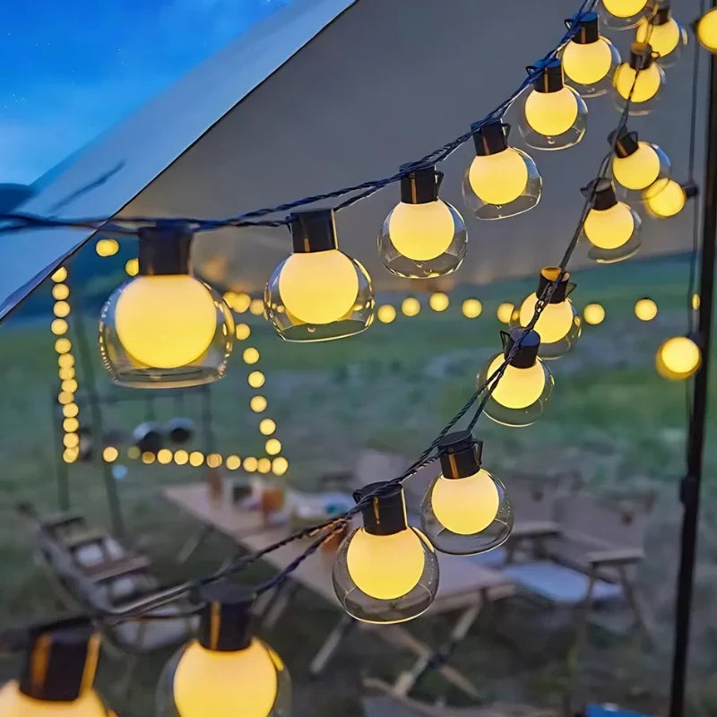 Guirnalda de luces solares exteriores de 5m y 10m con luz cálida, perfecta para iluminar jardines y terrazas. 6