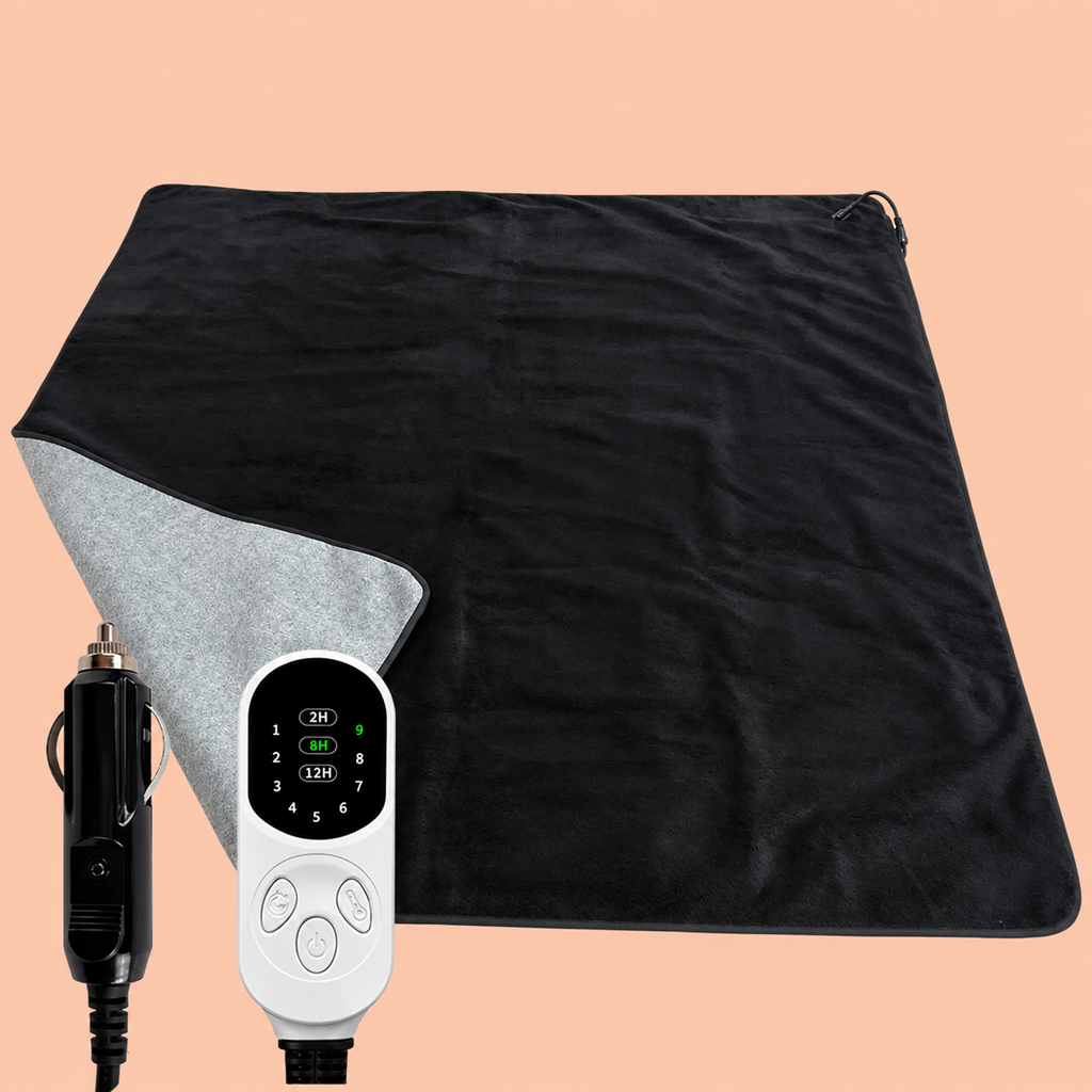 Manta Calefactora para Coche 12V con 9 Niveles de Calor y Temporizador Ajustable