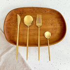 Juego De Cubiertos Dorados - Set Minimalista Para Comedor